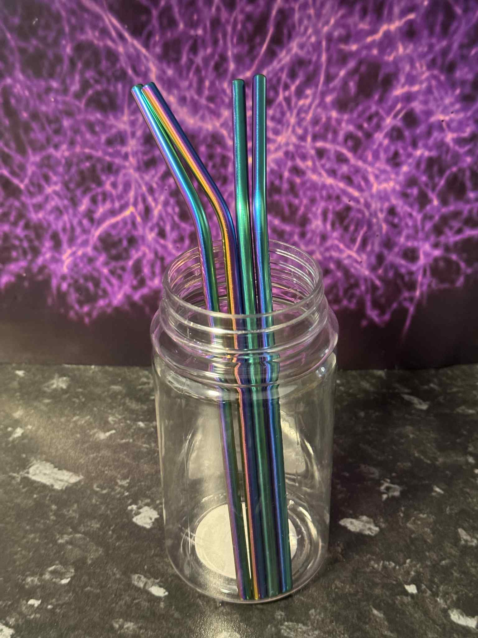 Iridescent Metal Curved Straws